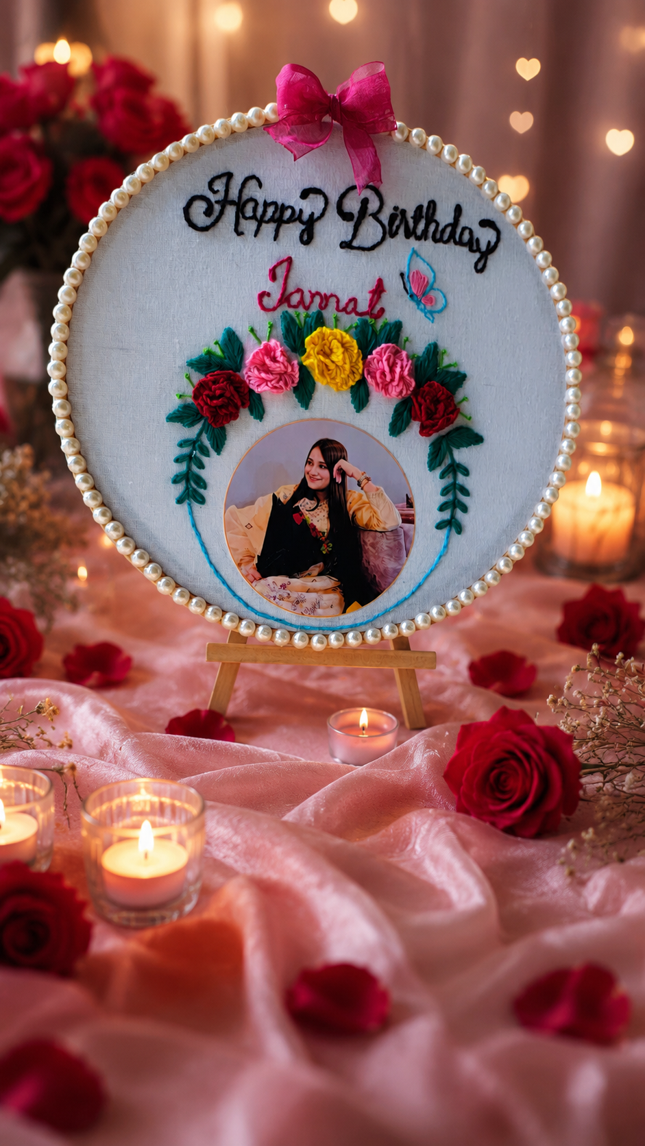 INFINITY CREATIONS Personalized 3D Birthday Photo Embroidery Hoop | Custom Name Gift