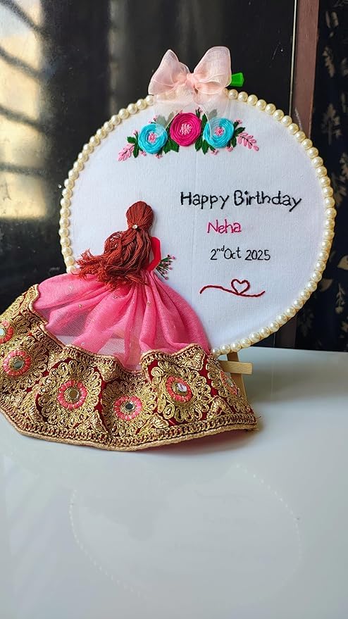 INFINITY CREATIONS Personalized Birthday Embroidery Hoop | Custom Name & Date Gift