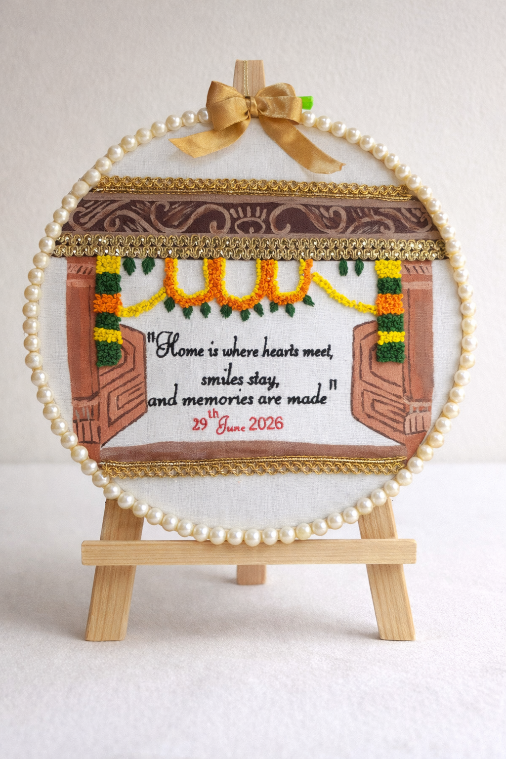 INFINITY CREATIONS Personalized 3D Griha Pravesh Embroidery Hoop | Custom House Warming Gift