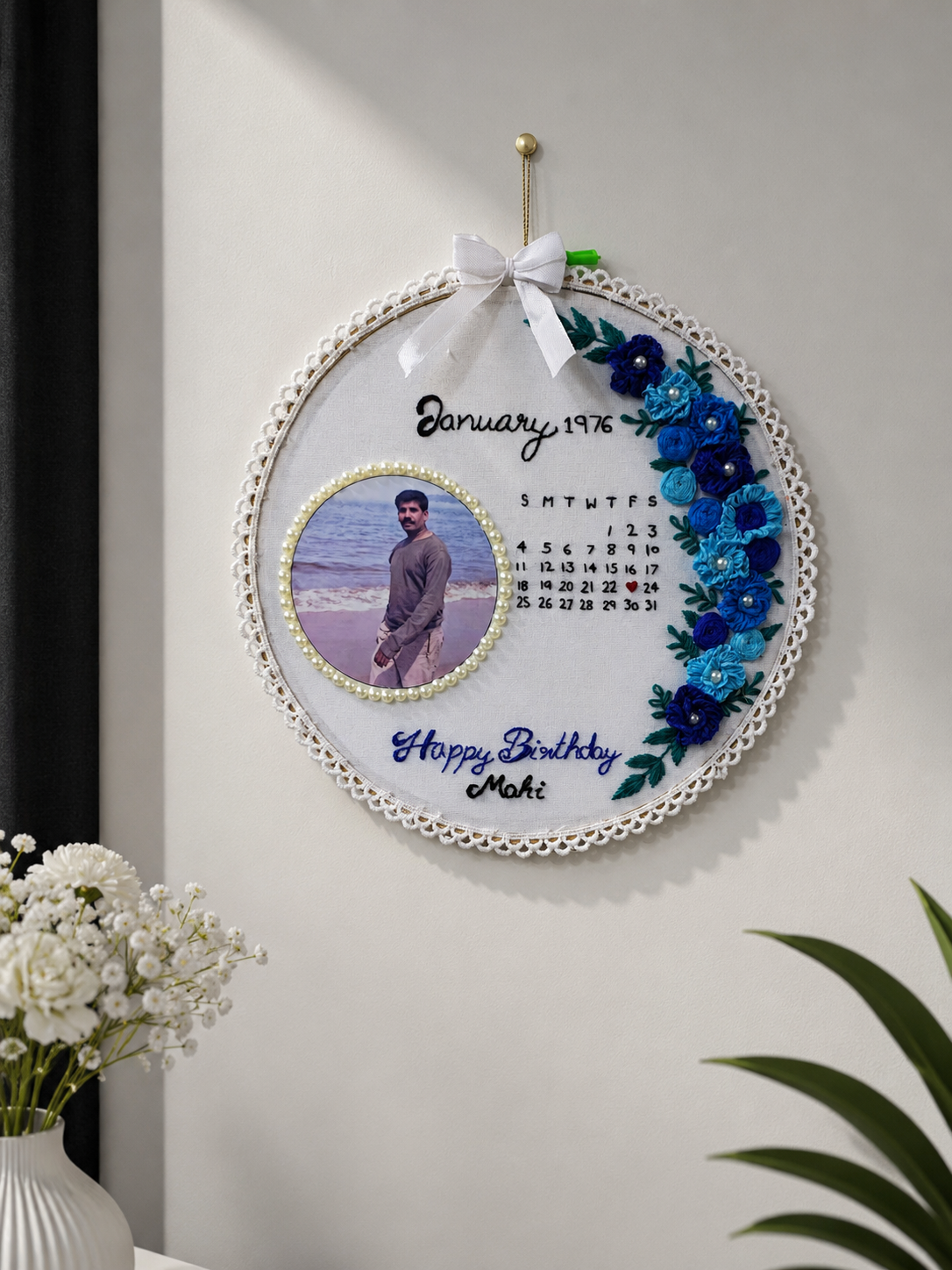 INFINITY CREATIONS Personalized 3D Birthday Calendar Embroidery Hoop | Custom Name & Date Gift