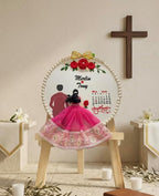 Customized Christian Wedding Hoop for Couples | Personalized Embroidery Hoop with Cross Theme | Handmade Bridal Keepsake Gift