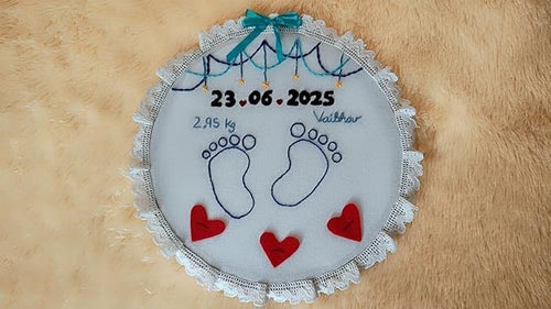 INFINITY CREATIONS Personalized Baby Birth Embroidery Hoop | Custom Newborn Keepsake Gift