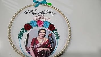 INFINITY CREATIONS Personalized Photo Birthday Embroidery Hoop | Custom Name Gift