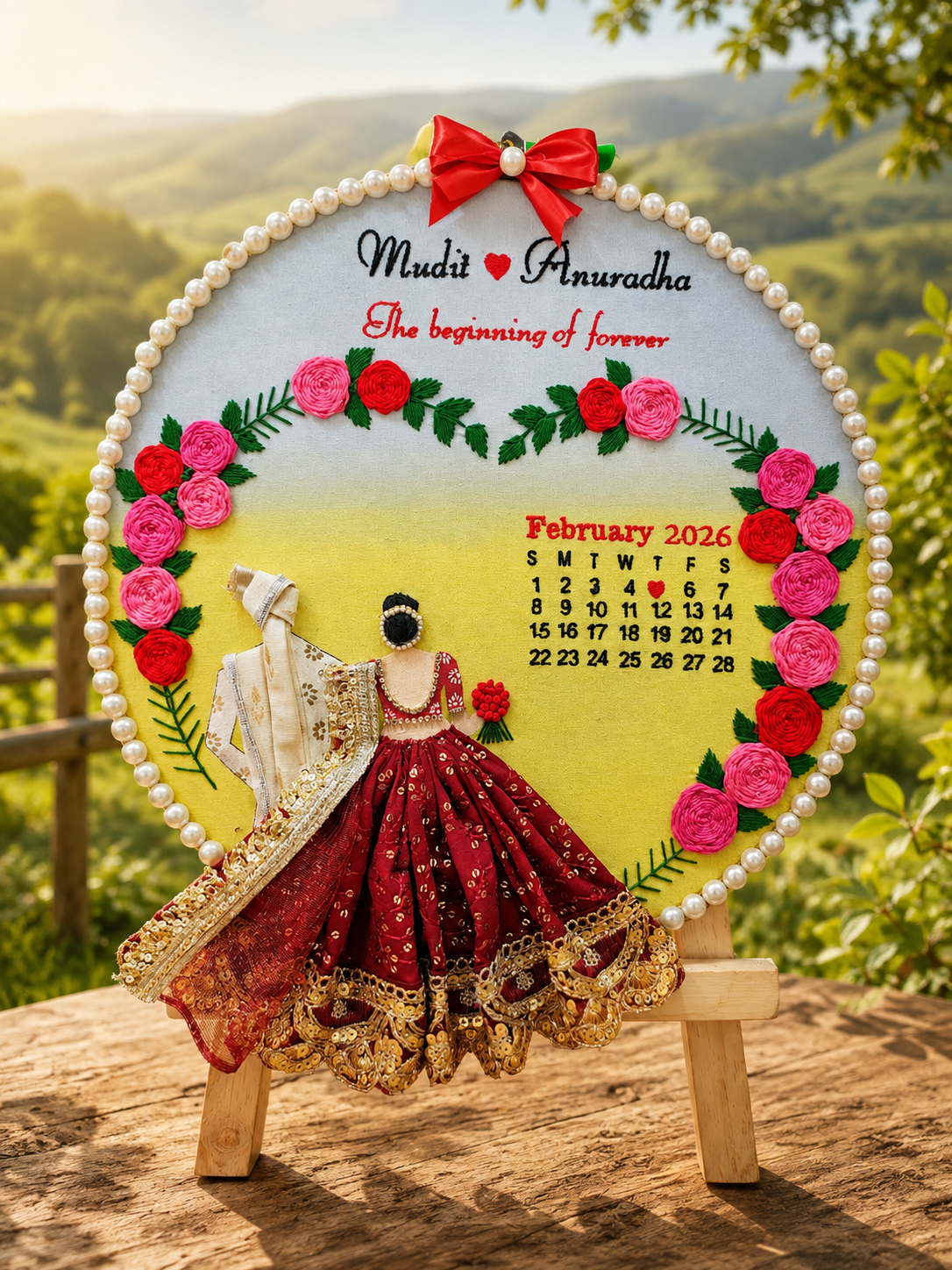 INFINITY CREATIONS Personalized 3D 2in1 colour Indian Wedding Hoop | Custom Couple Names Gift