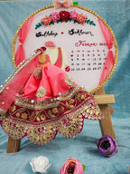 INFINITY CREATIONS Personalized Gota Patti Wedding Embroidery Hoop | Custom Couple Names & Calendar Gift