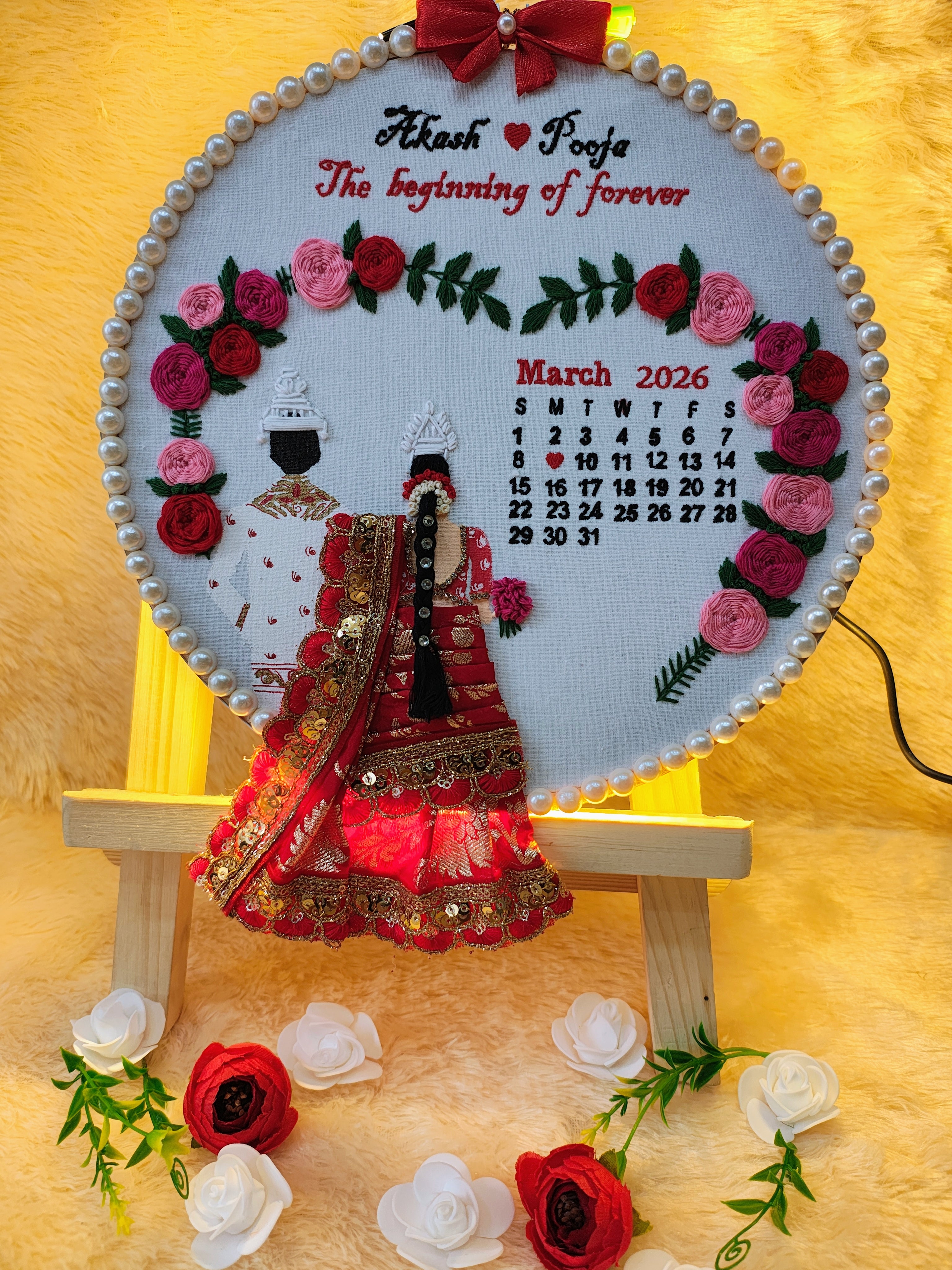 INFINITY CREATIONS Personalized 3D Bengali Wedding Hoop with LED Lights | Custom Couple Names Gift