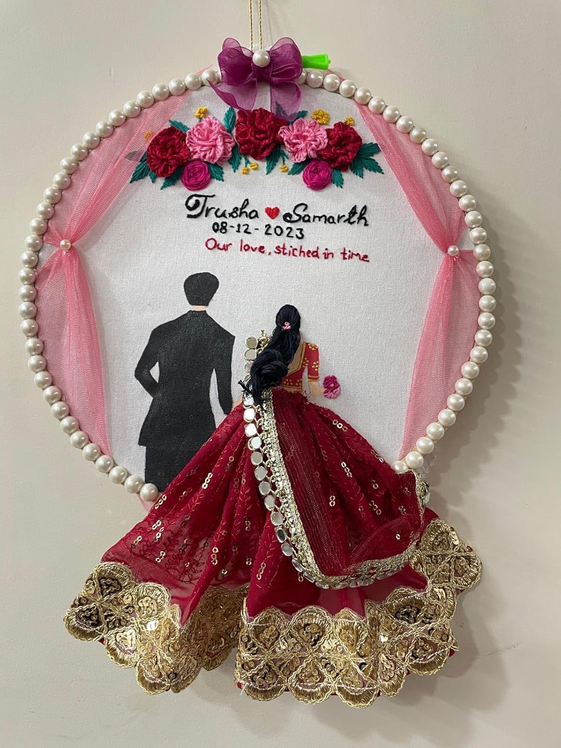INFINITY CREATIONS Personalized Wedding Embroidery Hoop | Custom Couple Names & Date Gift