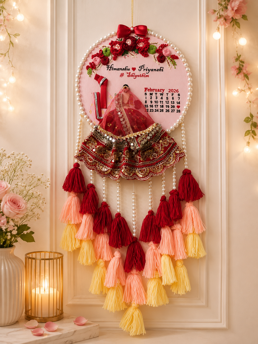 INFINITY CREATIONS Personalized 3D Indian Wedding Hoop | Custom Couple Names Gift