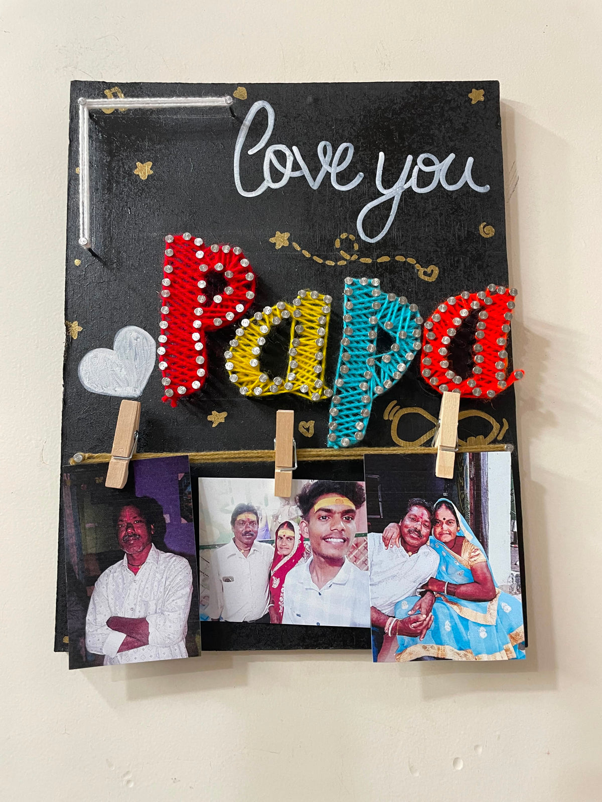 INFINITY CREATIONS Personalized 'Daddy' LED String Art with Date | Custom Photo Wall Décor Gift