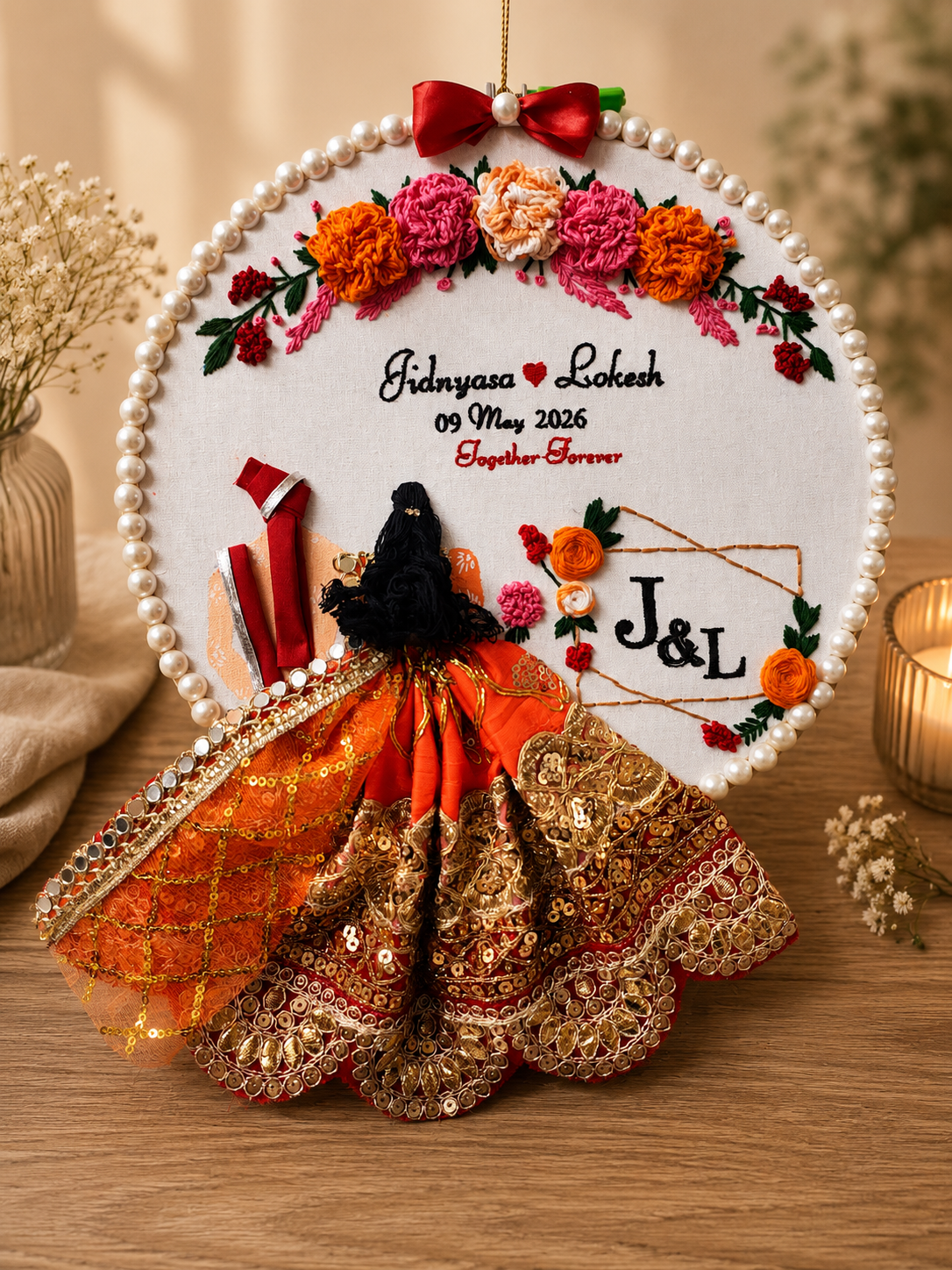 INFINITY CREATIONS Personalized 3D Indian Wedding Hoop | Custom Couple Names Gift