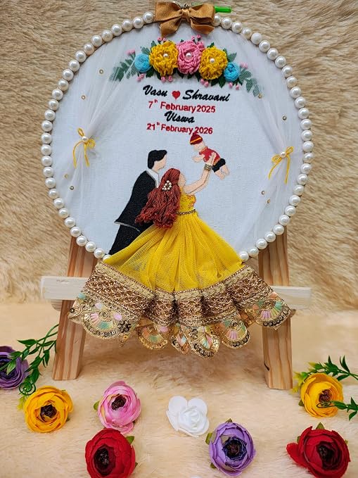 INFINITY CREATIONS Personalized Family Embroidery Hoop | Custom Couple & Baby Name Gift