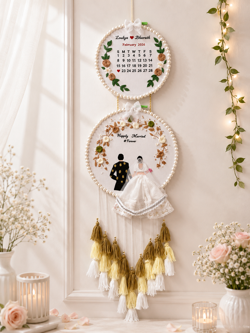 INFINITY CREATIONS Personalized 3D Anniversary Double Hoop | Custom Couple Names & Wedding Date Gift