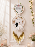 INFINITY CREATIONS Personalized 3D Anniversary Double Hoop | Custom Couple Names & Wedding Date Gift