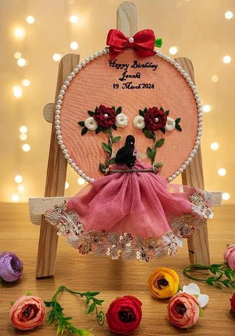 INFINITY CREATIONS Personalized Birthday Embroidery Hoop | Custom Name & Date Gift for Girls
