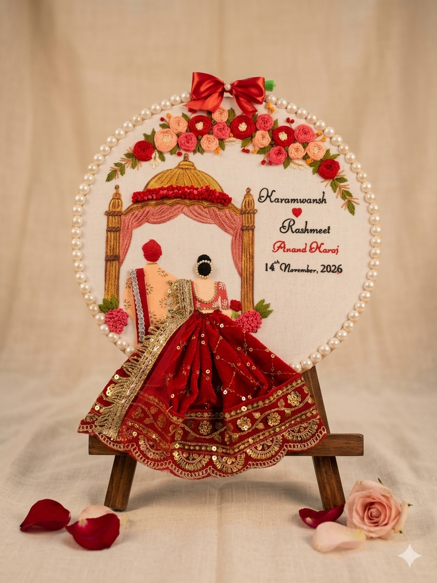 INFINITY CREATIONS Personalized 3D Punjabi Wedding Anand Karaj Hoop | Custom Couple Names Gift