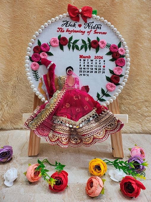 INFINITY CREATIONS Personalized Wedding Embroidery Hoop Frame | Custom Names & Date, Handmade, Bridal Keepsake Gift, Anniversary & Engagement Décor
