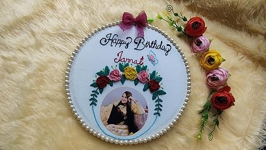INFINITY CREATIONS Personalized Photo Birthday Embroidery Hoop | Custom Name Gift