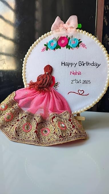 INFINITY CREATIONS Personalized Birthday Embroidery Hoop | Custom Girl Name & Date Gift