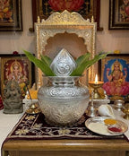 INFINITY CREATIONS Premium White Metal Mangal Kalash | Pooja & Mandir Decor