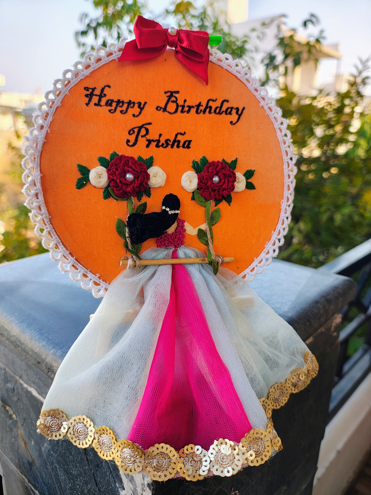 INFINITY CREATIONS Personalized 3D Birthday Photo Embroidery Hoop | Custom Name Gift