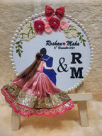 INFINITY CREATIONS Personalized 3D Engagement Hoop | Custom Couple Silhouette Gold Lace Gift