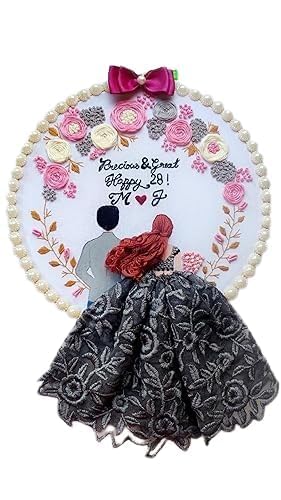 INFINITY CREATIONS Personalized 3D Wedding Embroidery Hoop | Custom Couple Names Gift