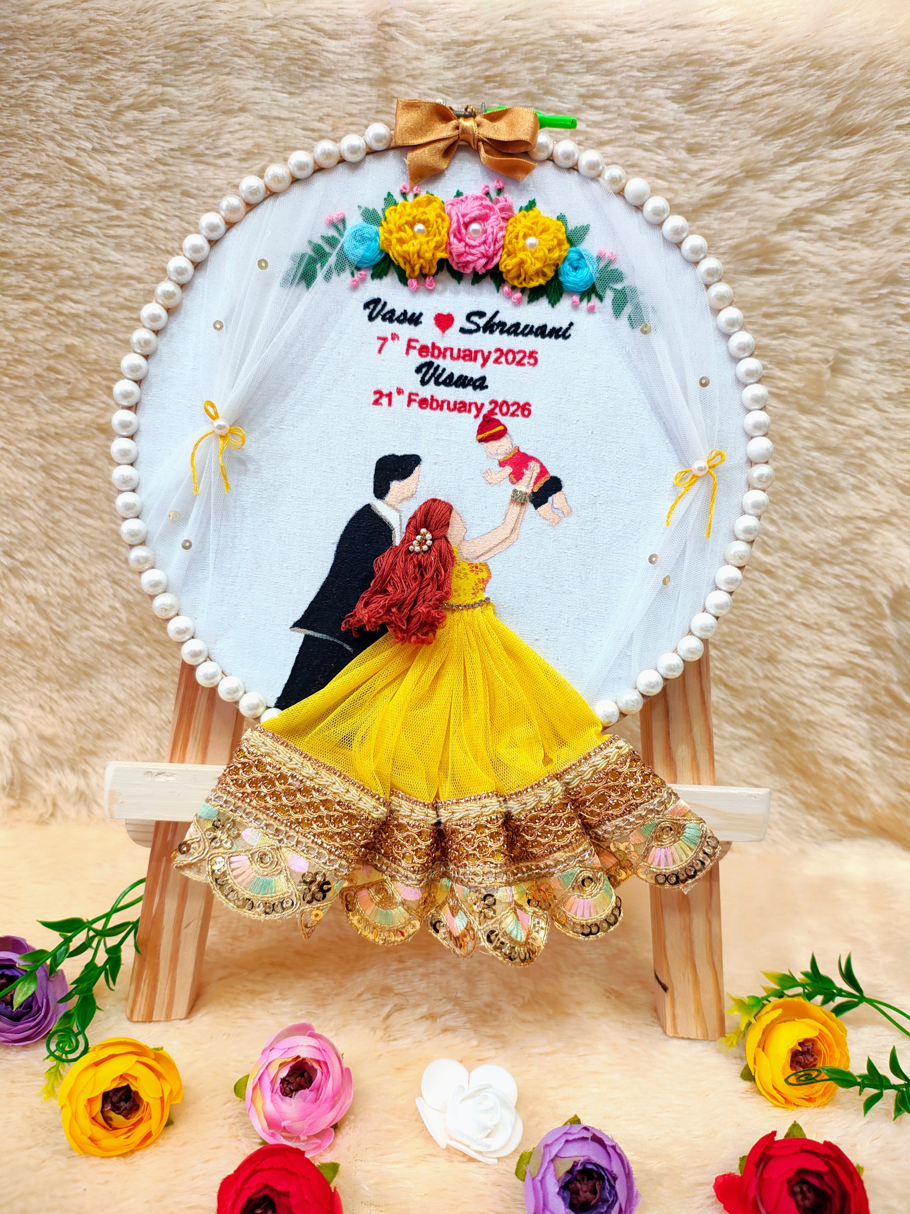 INFINITY CREATIONS Personalized 3D Family Embroidery Hoop | Custom Couple & Baby Names Gift