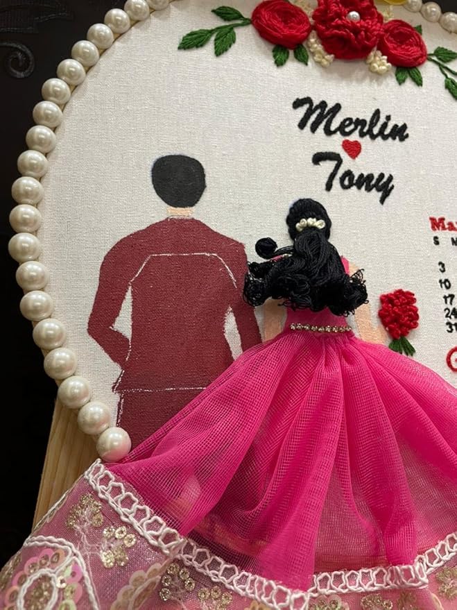 Customized Christian Wedding Hoop for Couples | Personalized Embroidery Hoop with Cross Theme | Handmade Bridal Keepsake Gift