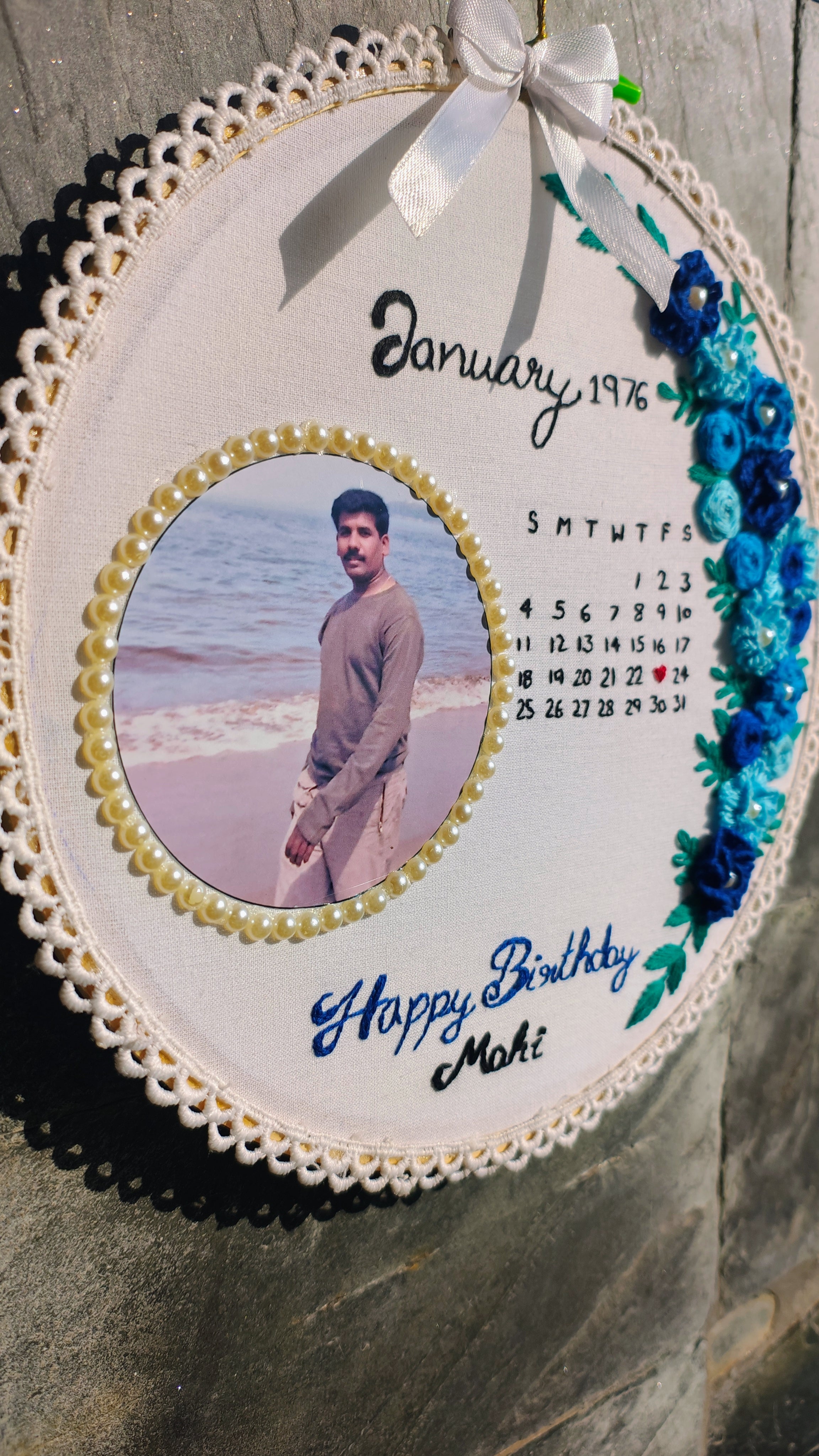 INFINITY CREATIONS Personalized 3D Birthday Calendar Embroidery Hoop | Custom Name & Date Gift