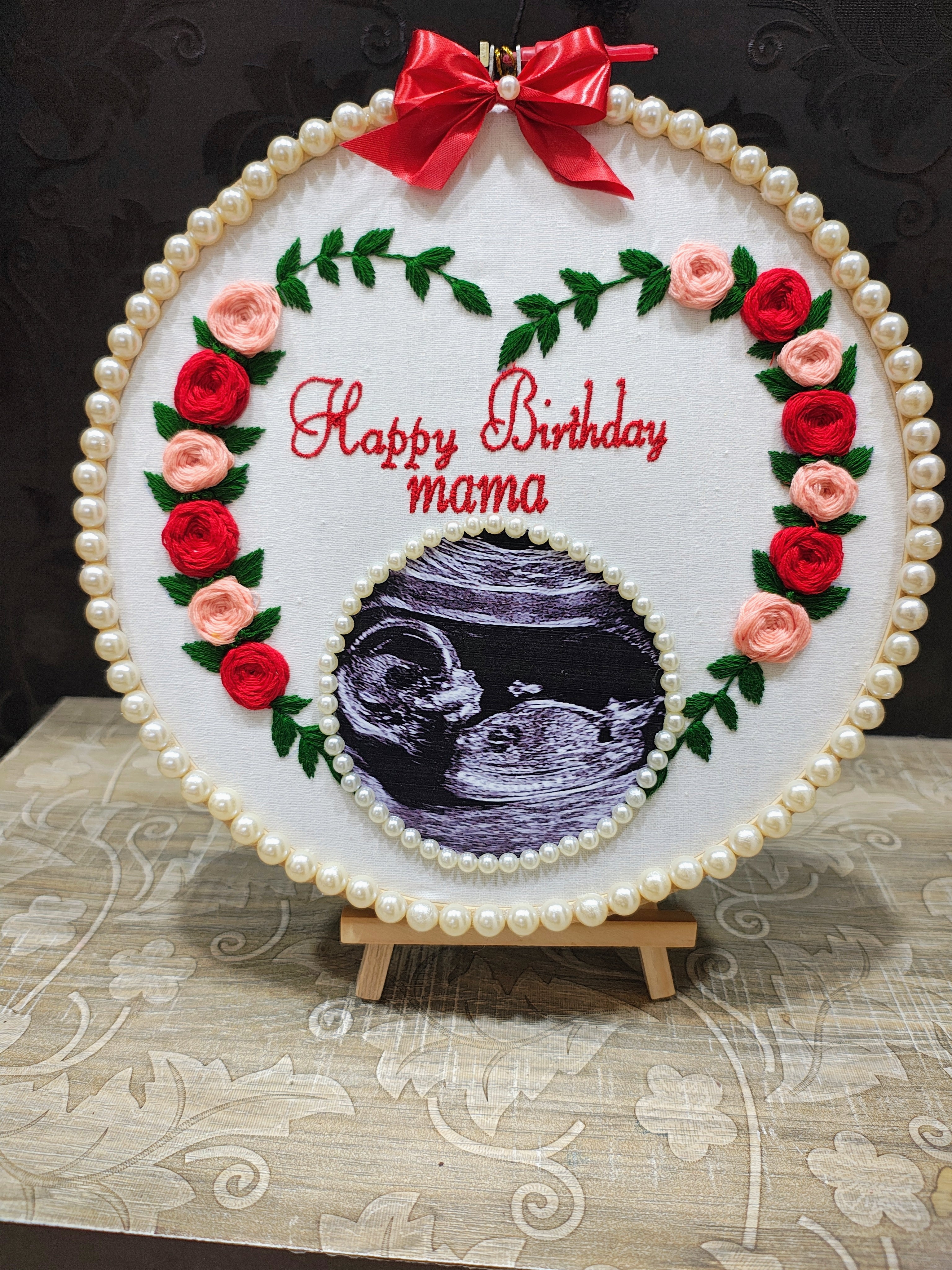 INFINITY CREATIONS Personalized 3D Baby Shower Sonogram Hoop | Custom Mom-to-Be Gift