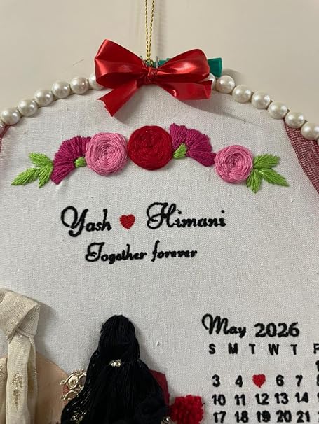 INFINITY CREATIONS Personalized Wedding Couple Hoop | Custom Names & Calendar Gift