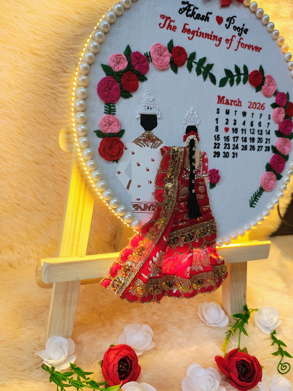 INFINITY CREATIONS Personalized 3D Bengali Wedding Hoop with LED Lights | Custom Couple Names Gift