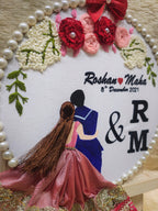 INFINITY CREATIONS Personalized 3D Engagement Hoop | Custom Couple Silhouette Gold Lace Gift
