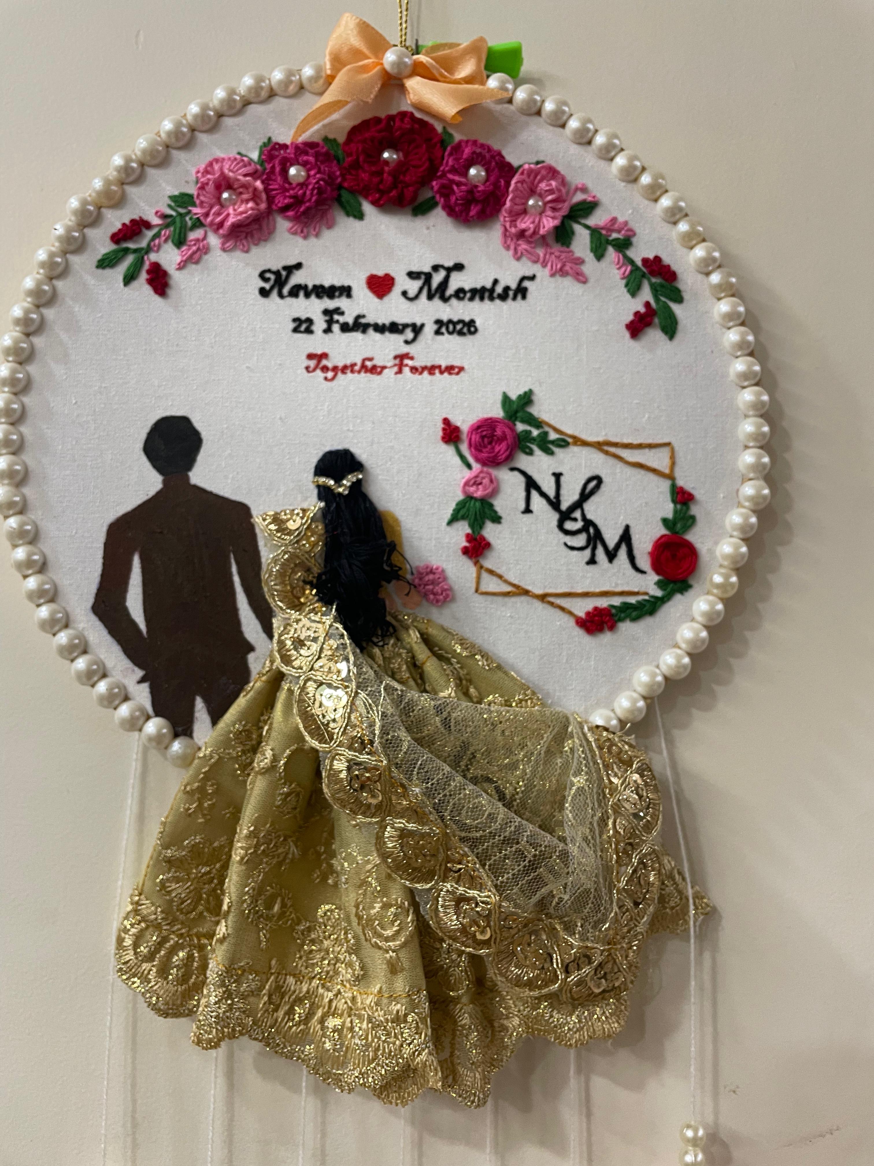 INFINITY CREATIONS Personalized 3D Wedding Embroidery Hoop | Custom Couple Names & Tassel Gift