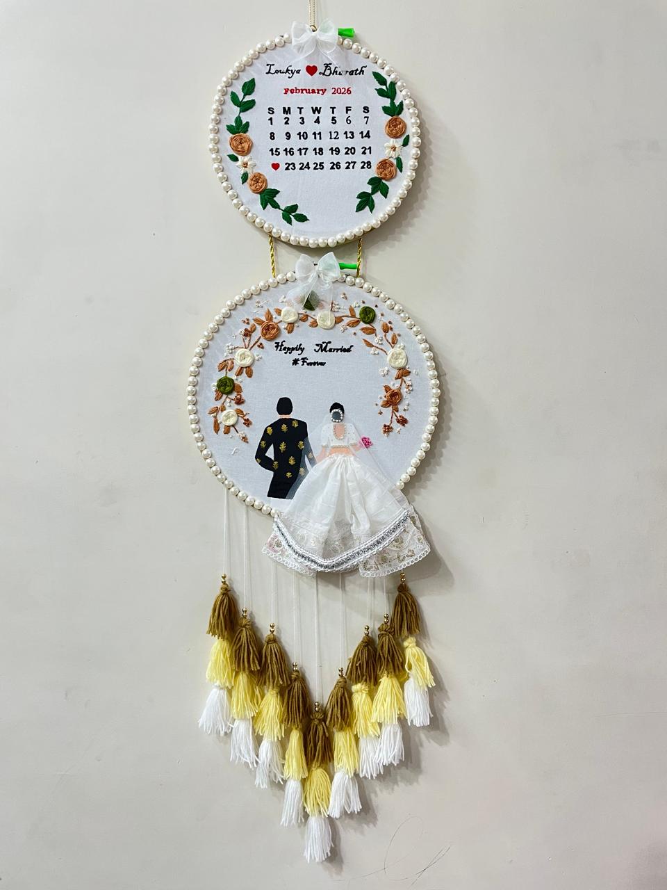 INFINITY CREATIONS Personalized 3D Anniversary Double Hoop | Custom Couple Names & Wedding Date Gift