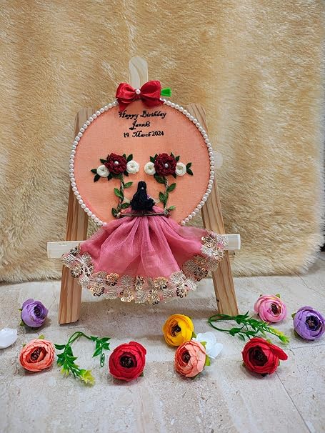 INFINITY CREATIONS Personalized Birthday Embroidery Hoop | Custom Name & Date Gift for Girls