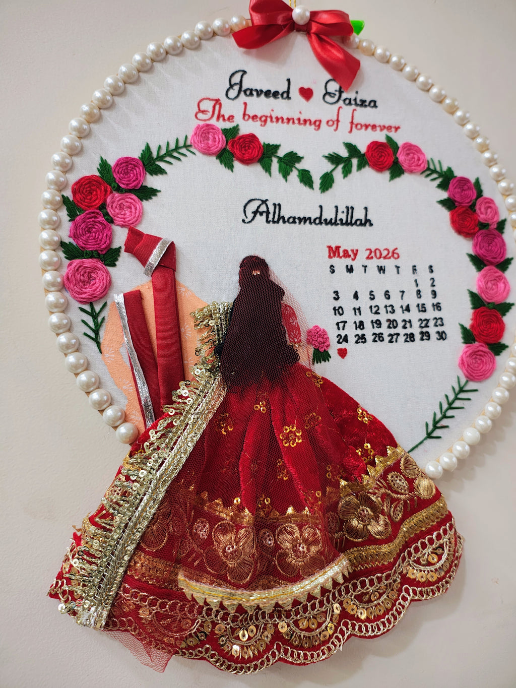 INFINITY CREATIONS Personalized 3D Islamic Wedding Heart Wreath Hoop | Custom Couple Names Gift