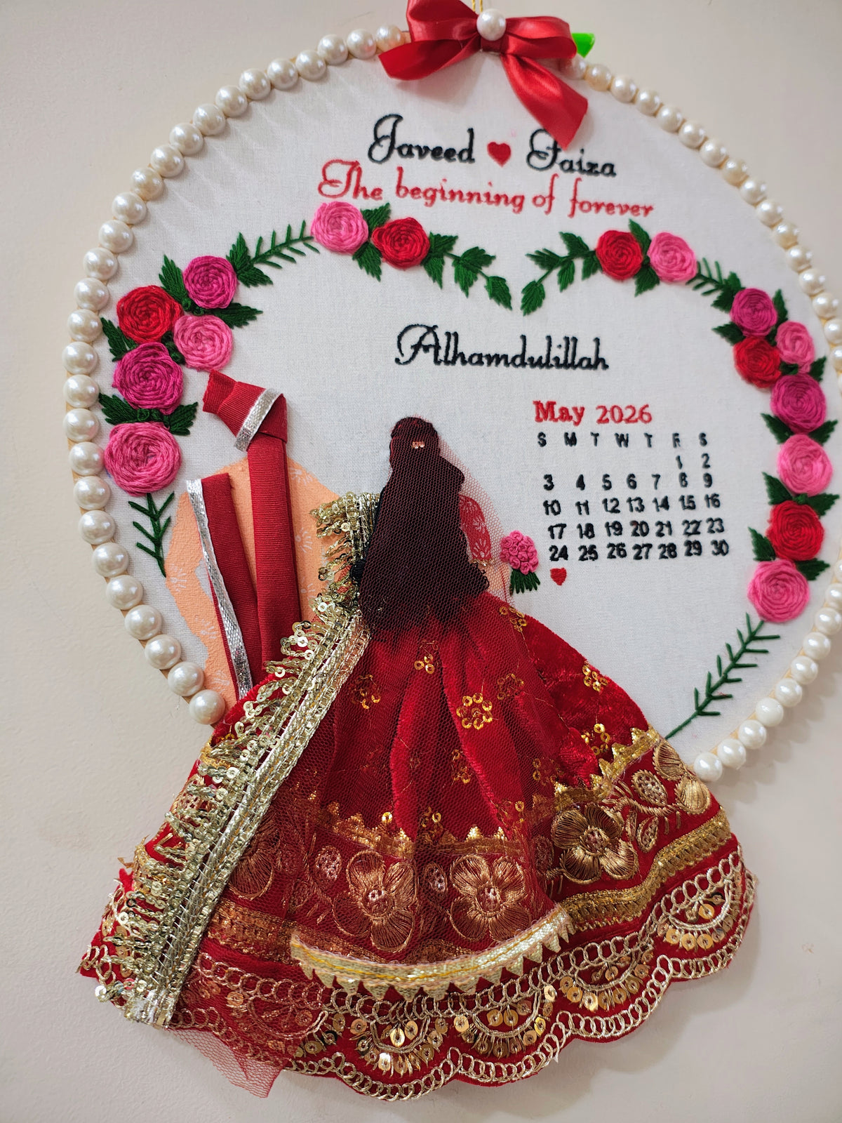 INFINITY CREATIONS Personalized 3D Islamic Wedding Heart Wreath Hoop | Custom Couple Names Gift