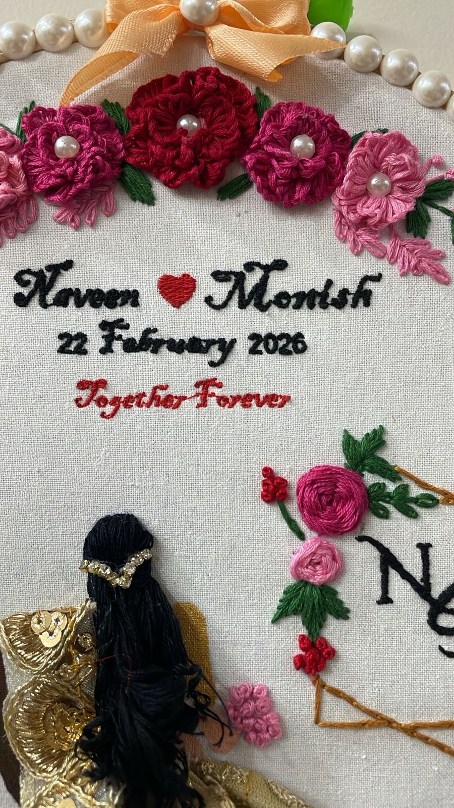 INFINITY CREATIONS Personalized 3D Wedding Embroidery Hoop | Custom Couple Names & Tassel Gift