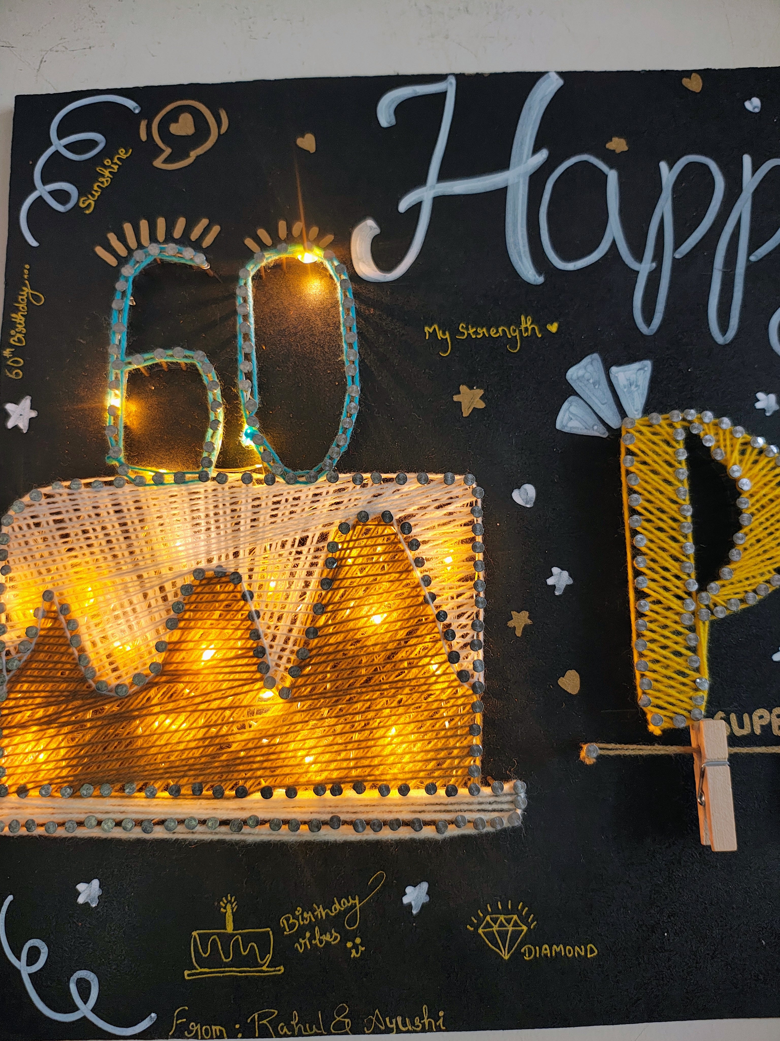 INFINITY CREATIONS Personalized 'Papa' LED String Art with Date | Custom Photo Wall Décor Gift