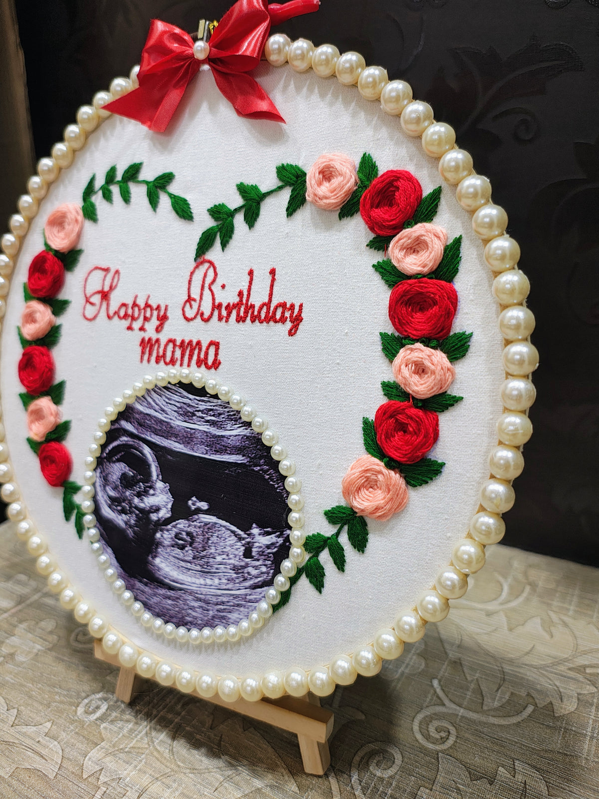 INFINITY CREATIONS Personalized 3D Baby Shower Sonogram Hoop | Custom Mom-to-Be Gift