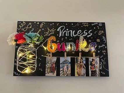 INFINITY CREATIONS Handmade Wooden String Art, 20 x 12 Inch | Nails & Fairy Lights, Personalized Names, Personalized Dates, Personalized Doodles