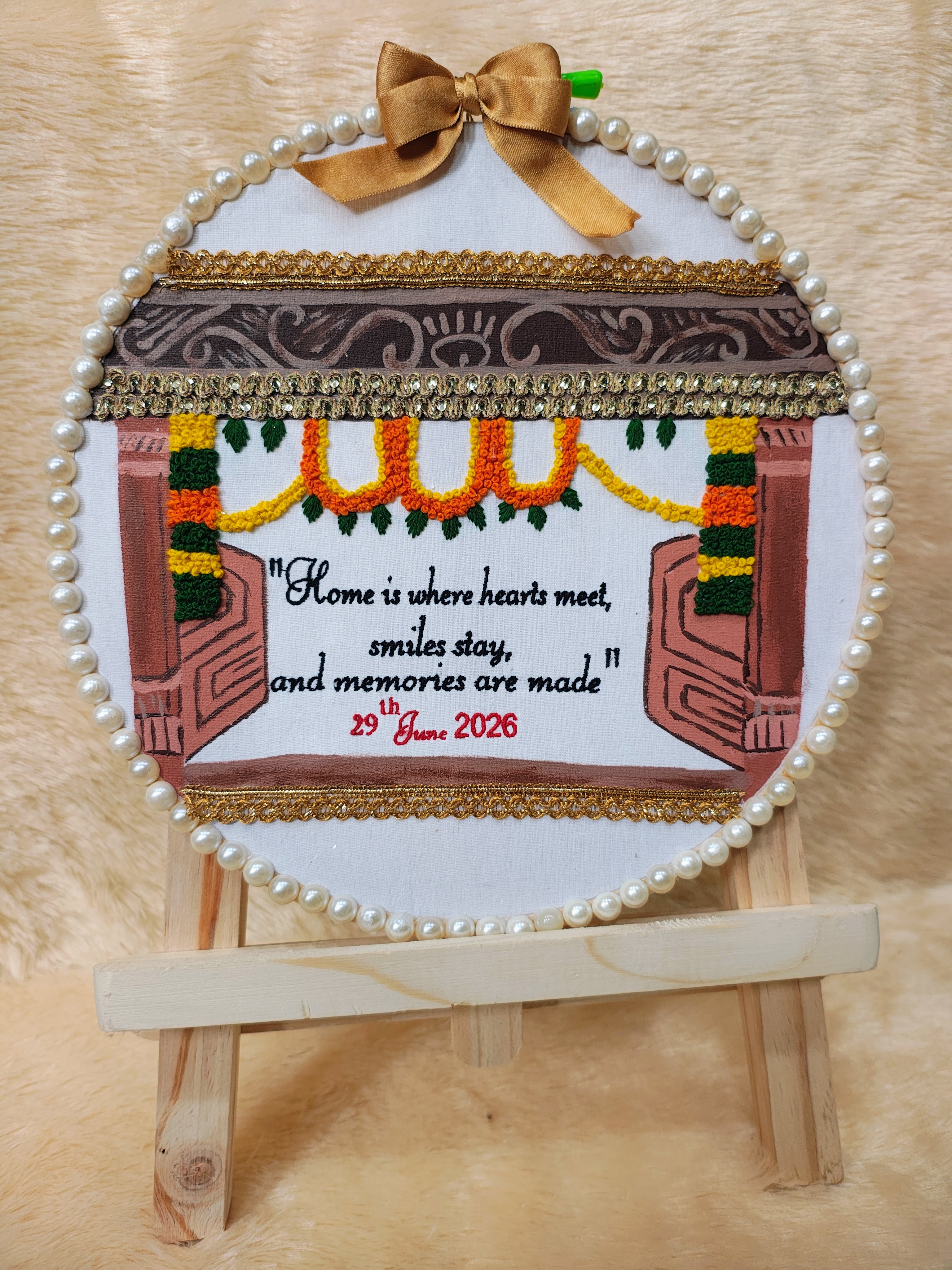 INFINITY CREATIONS Personalized 3D Griha Pravesh Embroidery Hoop | Custom House Warming Gift
