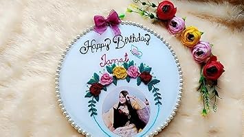 INFINITY CREATIONS Personalized Photo Birthday Embroidery Hoop | Custom Name Gift