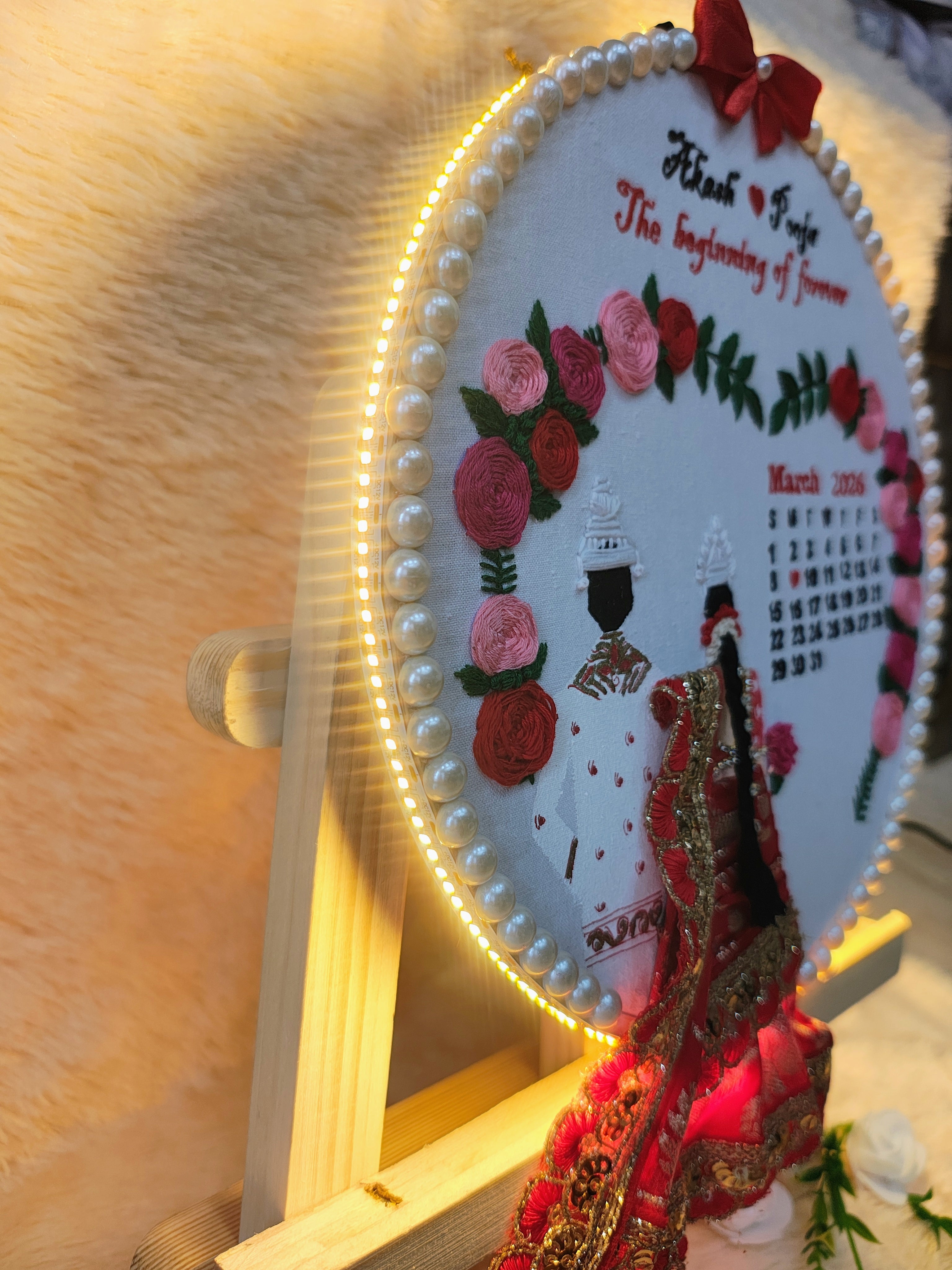 INFINITY CREATIONS Personalized 3D Bengali Wedding Hoop with LED Lights | Custom Couple Names Gift