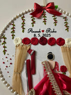 INFINITY CREATIONS Personalized 3D Punjabi Bridal Veena Curtain Hoop | Custom Couple Names Gift
