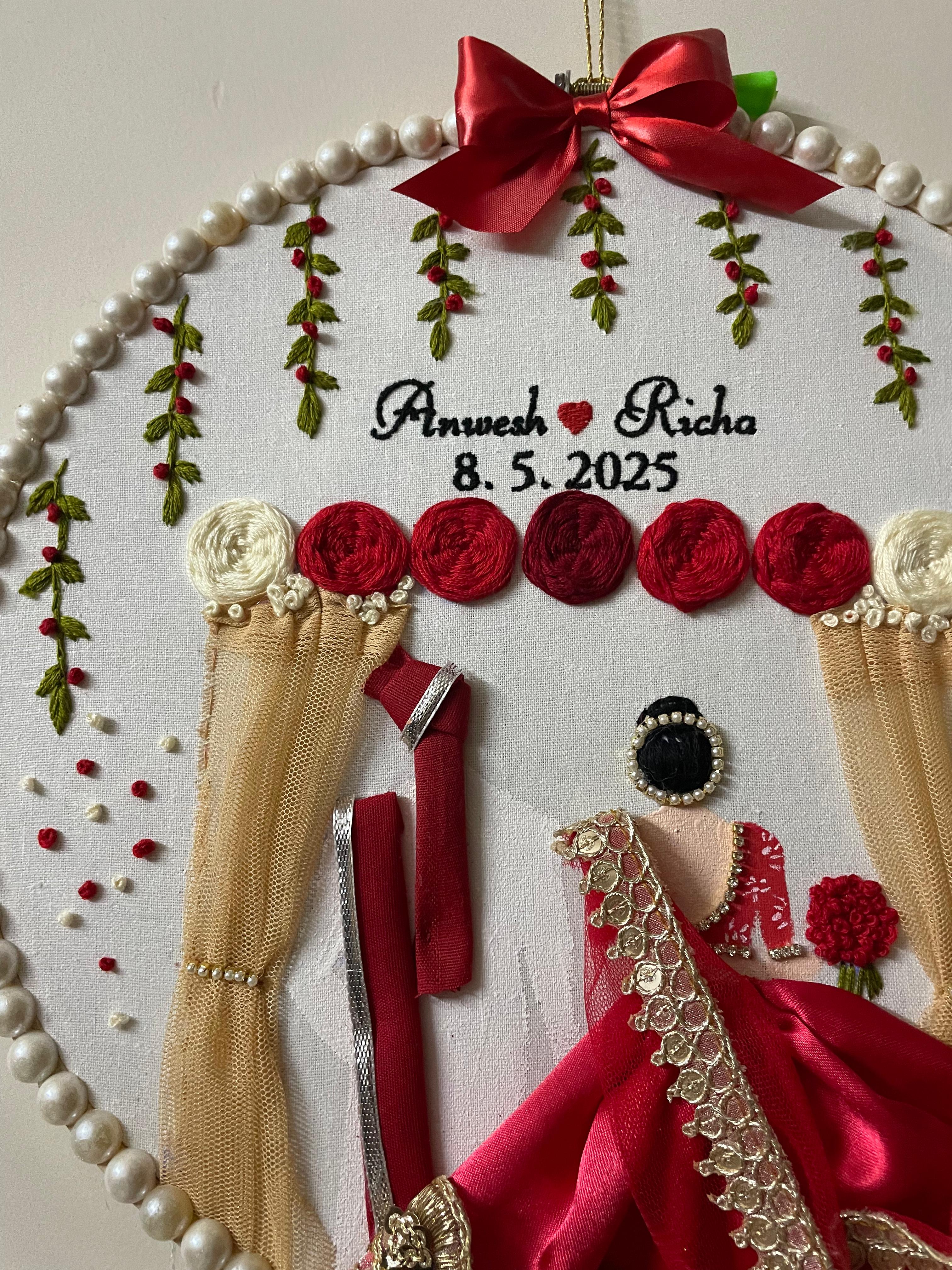 INFINITY CREATIONS Personalized 3D Punjabi Bridal Veena Curtain Hoop | Custom Couple Names Gift