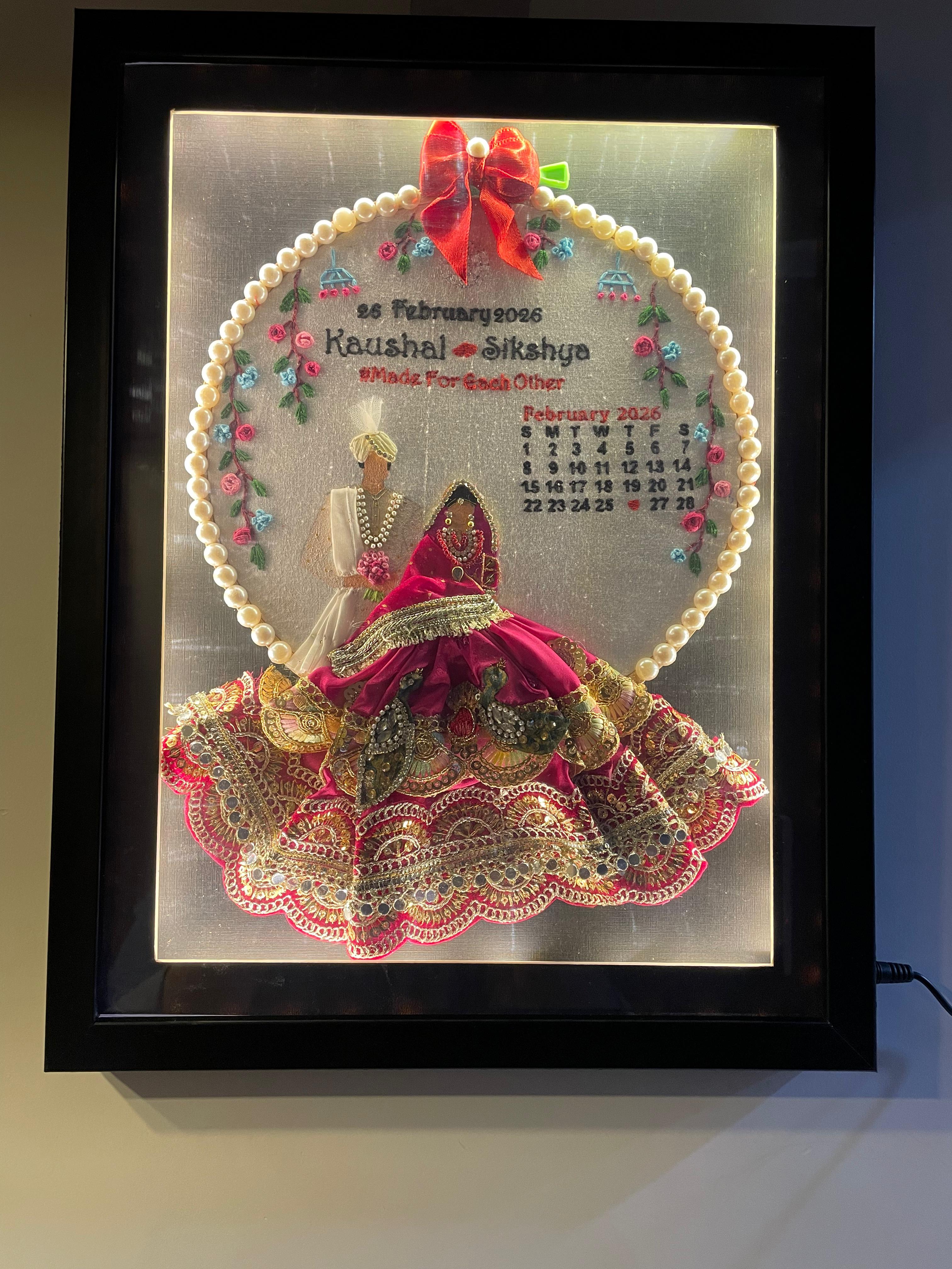 INFINITY CREATIONS Personalized 3D Wedding Calendar Hoop | Custom Couple Names, Date & Tassel Gift