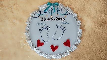 INFINITY CREATIONS Personalized Baby Birth Embroidery Hoop | Custom Newborn Keepsake Gift