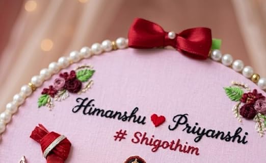 INFINITY CREATIONS Personalized Wedding Embroidery Hoop | Custom Couple Names & Tassel Wall Hanging
